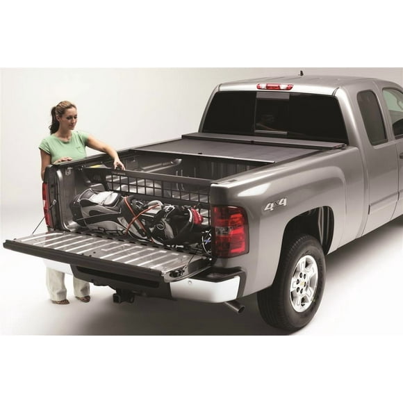 Roll-N-Lock Bed Cargo Divider CM448 Cargo Manager; Works With Roll N Lock Retractable Tonneau Cover; Black; Aluminum; Flip-Up