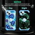 thumbnail image 2 of CASEFIV for iPhone 15 Plus Case,Glow in The Dark Three Layer Heavy Duty Sturdy Shockproof Protection Rugged Hard PC+Soft TPU Bumper Case for Women Girls,Blue Rose, 2 of 7