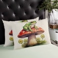 thumbnail image 4 of Watercolor Mushroom Frog Throw Pillow Cover, Rustic Floral Painting Rectangle Decorative Pillow Case Protector Soft Cushion Cover Lumbar Pillowcase for Couch Sofa Bedroom Car Chair Decor 16x24 Inch, 4 of 8