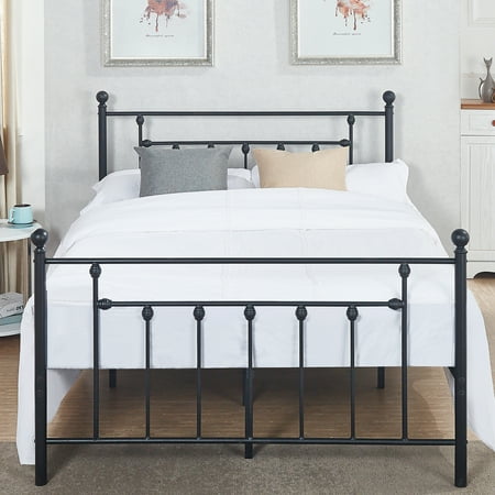 Queen Size Bed Frame Metal Platform Mattress Foundation Box Spring Queen Size Bed Frame Metal Platform Mattress Foundation Box Spring Replacement With Headboard Victorian Style