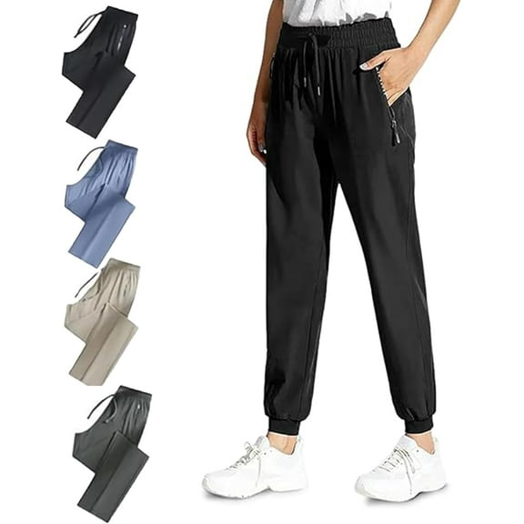 Nallywear Stretch Pants,Women's Soft Stretch Perfect Drape Casual Pants Over 50 with Pockets,Comfy Cooling Soft Drape Ice Silk Sweatpants Casual Sweatpants