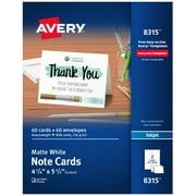 Avery Printable Note Cards with Envelopes, 4.25" x 5.5" (8315)