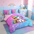 thumbnail image 2 of Erosebridal Girls Unicorn 7-Piece Twin Bedding Sets,Multicolor Glitter Print Bedding Comforter Set For Kids,Reversible Pink, 2 of 7