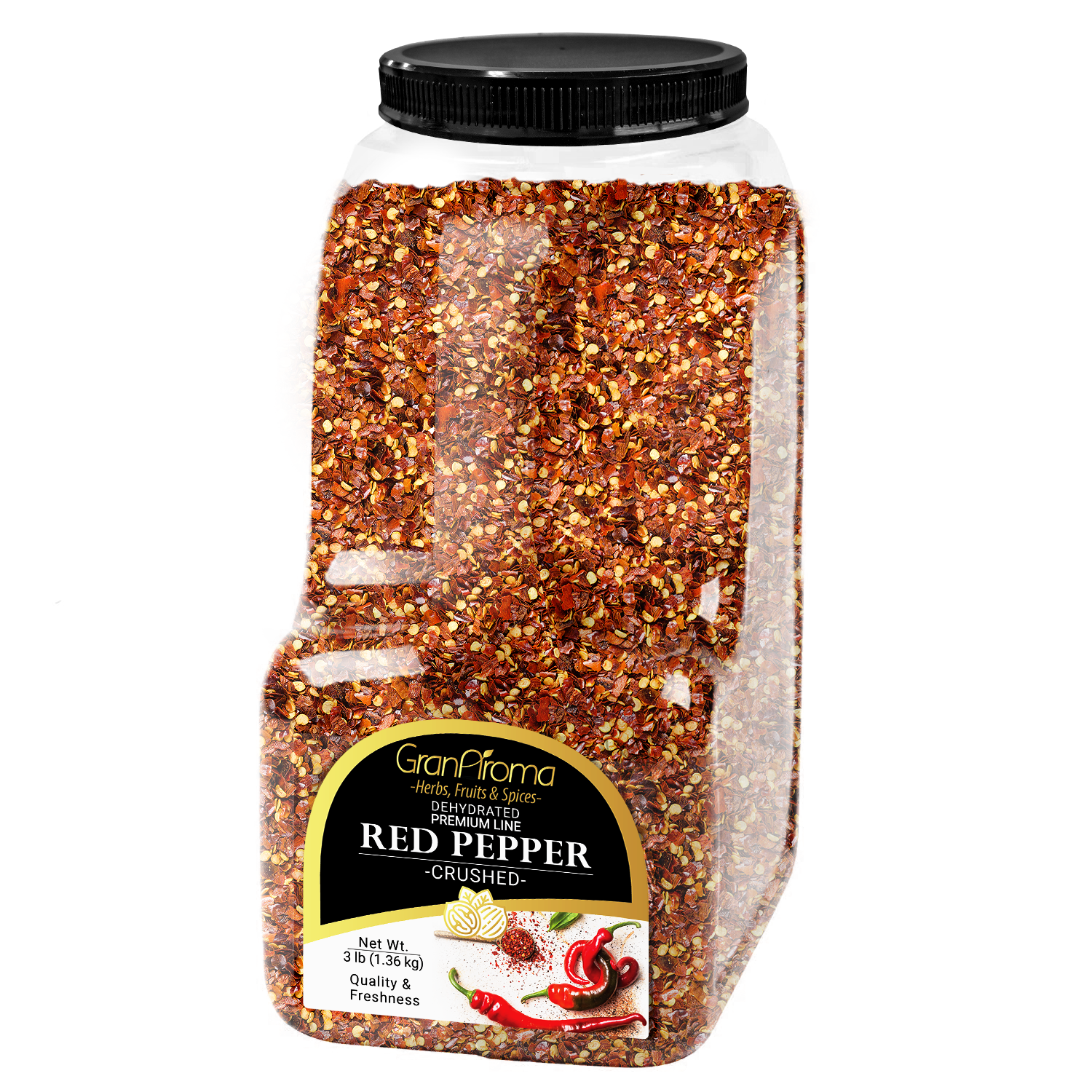 GranAroma Crushed Red Pepper, 3 lb, Dry Rubs & Marinades, Spicy Seasoning, Pizza Topping