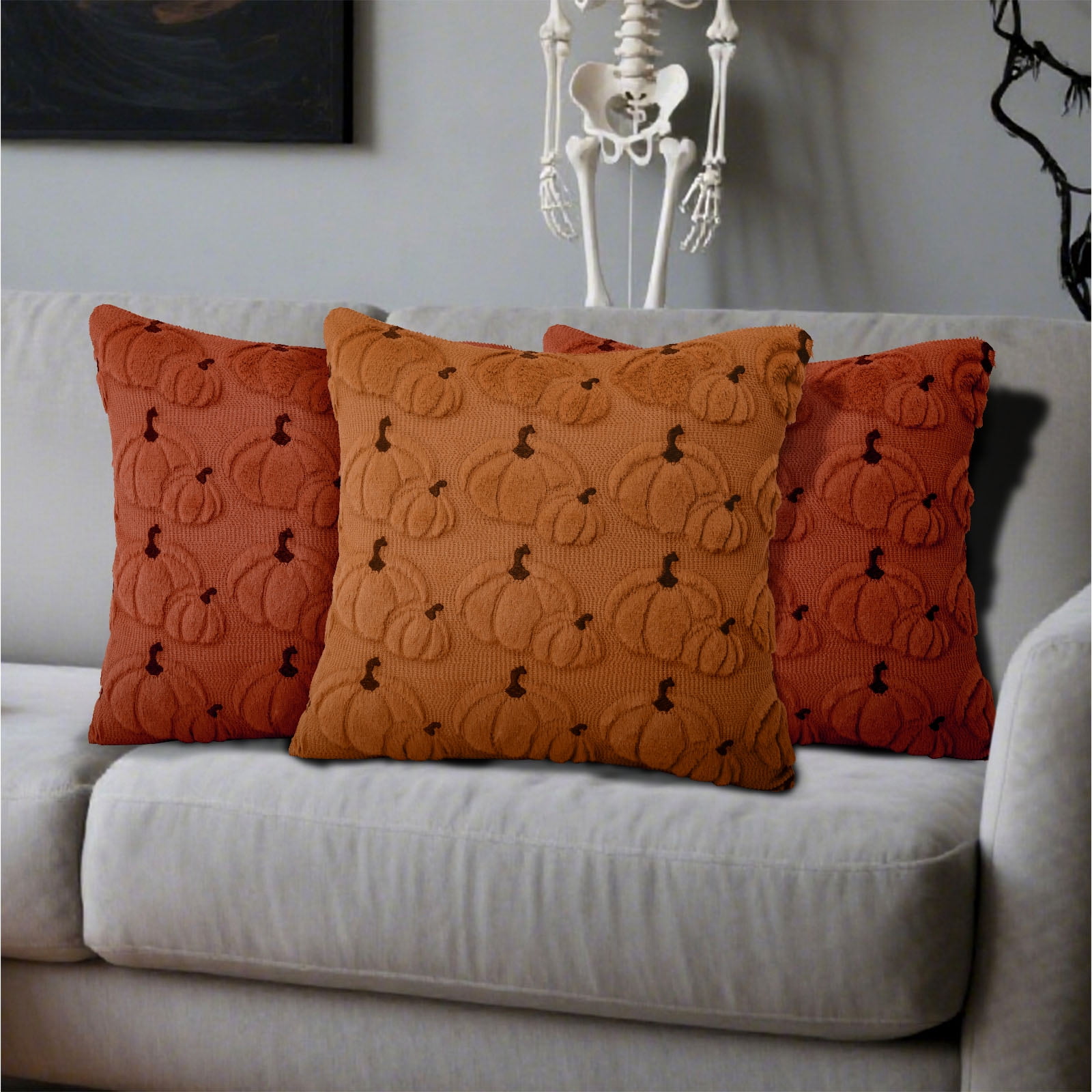 Sanmadrola Fall Pillow Covers Halloween Decoration Pumpkin Decorative Pillow Cases Couch Cushion Case for Chair Sofa Bedroom Living Room Home Decor 20''x 20'' 2 Pack Brown