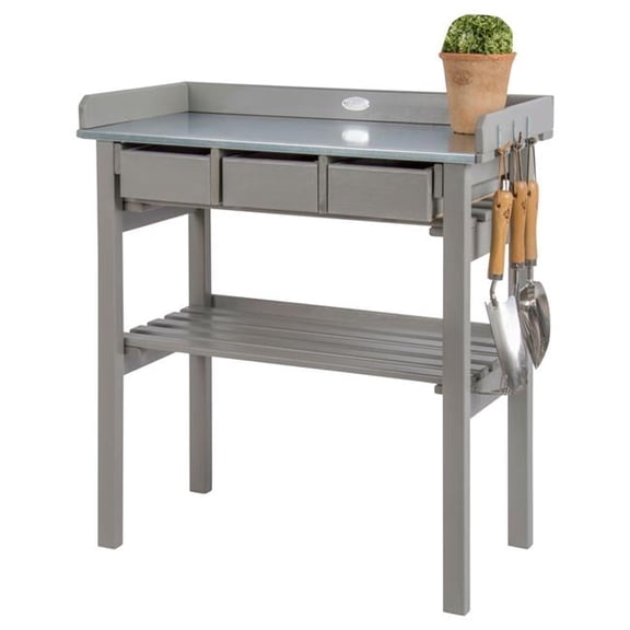 Wood Country Folklore Garden Work Bench, Gray