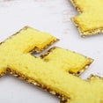 thumbnail image 5 of 3 Pack Chenille Iron On Glitter Varsity Letter "F" Patches - Yellow Chenille Fabric With Gold Glitter Trim - Sew or Iron on - 8 cm Tall, 5 of 8