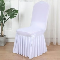 BalsaCircle White Fitted Spandex Stretchable Banquet Chair Cover Ruffle Pleated Skirt Party Events Decorations