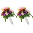 thumbnail image 2 of Artificial Cemetery Flowers with Vase, Set of 2 Rose Lily Bouquet Graveyard Memorial Flowers, Fade-Resistant All-Weather Grave Flowers for Cemetery Headstones Decoration, 2 of 8