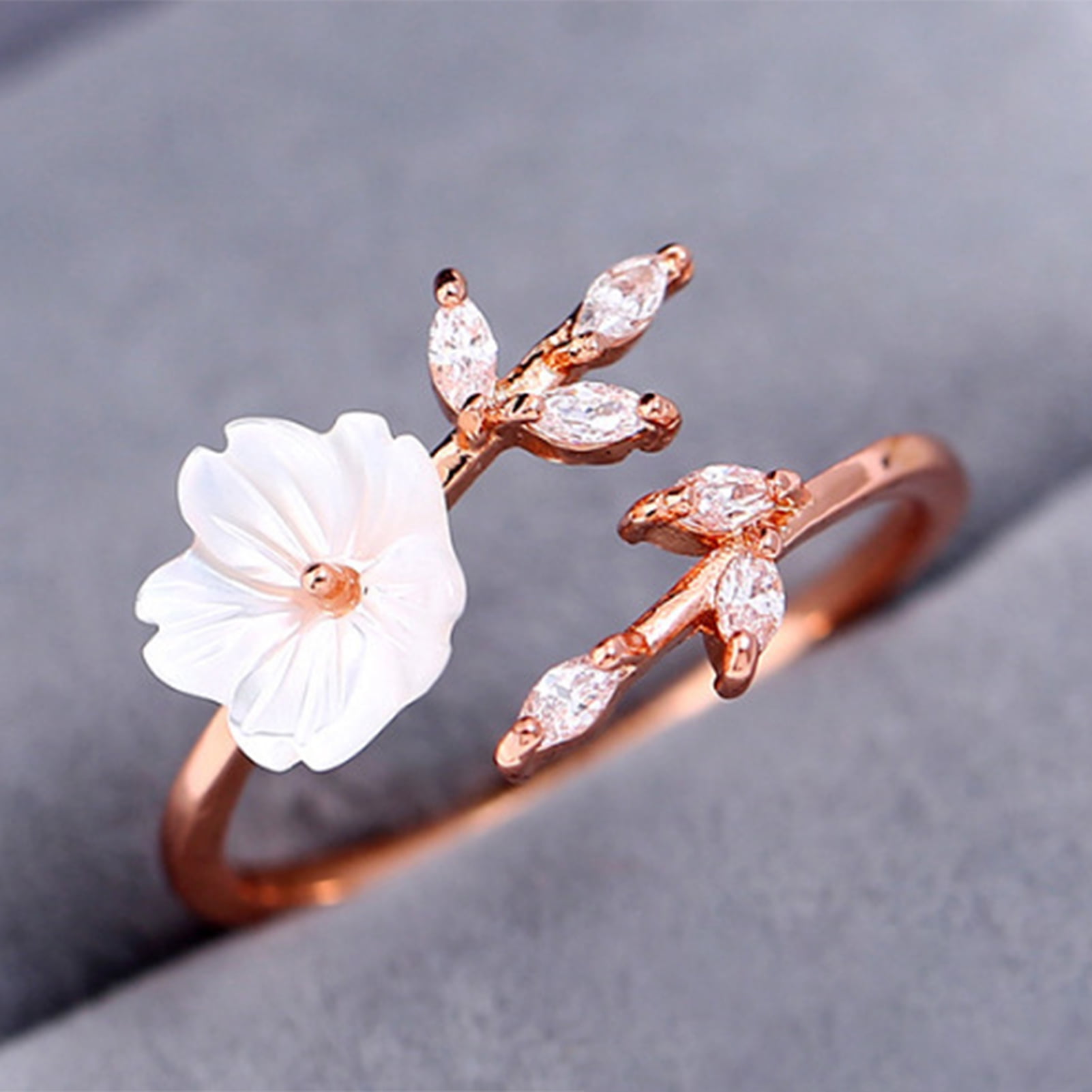 Visland Finger Ring Tree Branch Flower Jewelry Lightweight Bright Luster Ring for Engagement