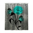 thumbnail image 6 of 4PCS 3D Raindrop Rose Flower Shower Curtain,Fabric Cloth Polyester Waterproof Bath Curtain, Non-Slip Bathroom Rugs Bath Mat Set, Elegant Bathroom Decor, Green, 6 of 10
