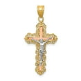 thumbnail image 1 of FB Jewels 14K Tri Color Gold Diamond-cut Crucifix Pendant, 1 of 4