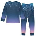 thumbnail image 2 of joogoo Starry Blue Gradient Stars 2 Piece Long Sleeve Tee and Pants Cotton Pajama Set 8Y, 2 of 7