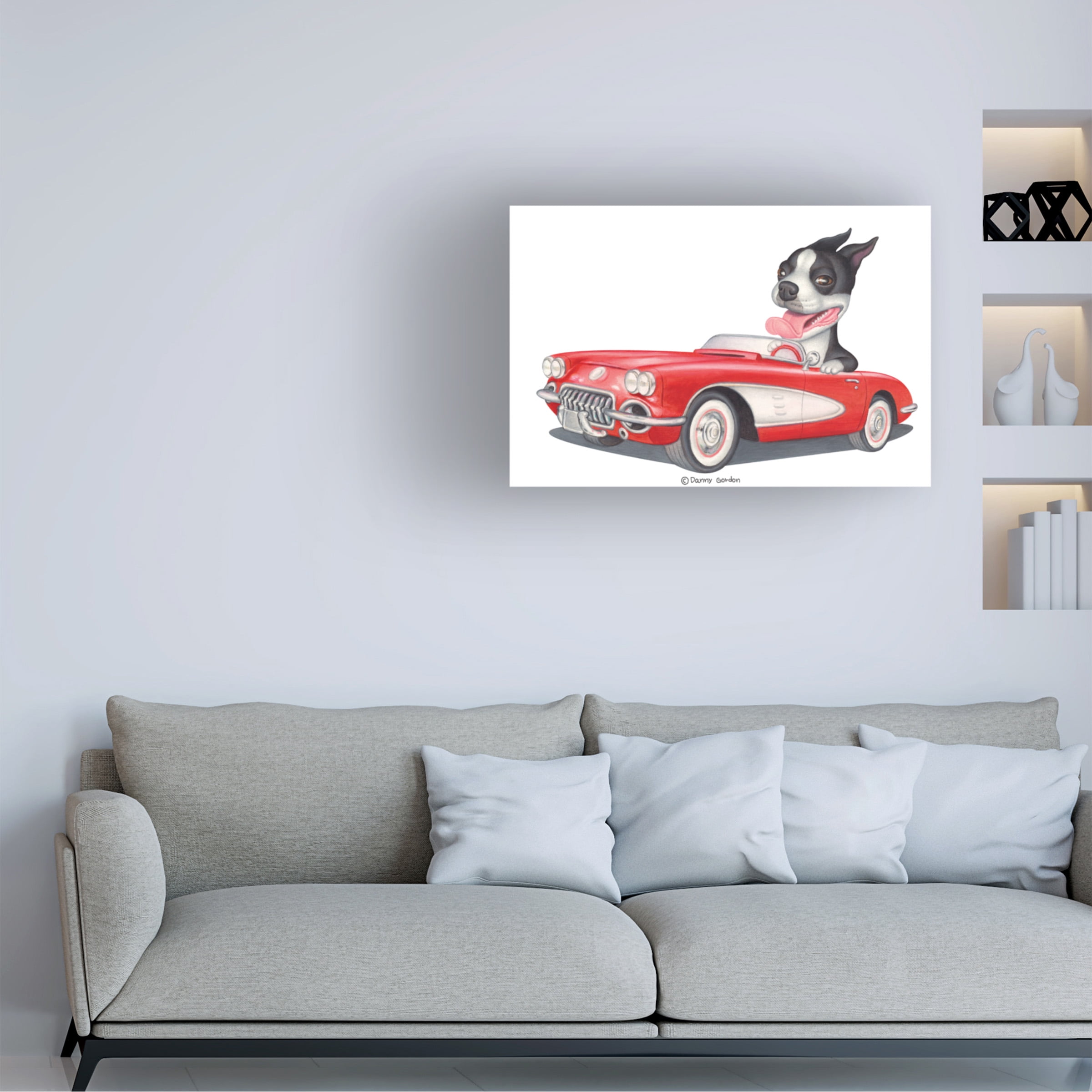 Danny Gordon Art 'Boston Terrier in Red Corvette' Canvas Art