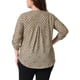 thumbnail image 3 of Blusa de mujer plus size Agnes Orinda, con diseño de cuadros, plisada en la parte trasera, cuello en V, mangas 3/4, estilo casual, talla 4X, color caqui, 3 of 6