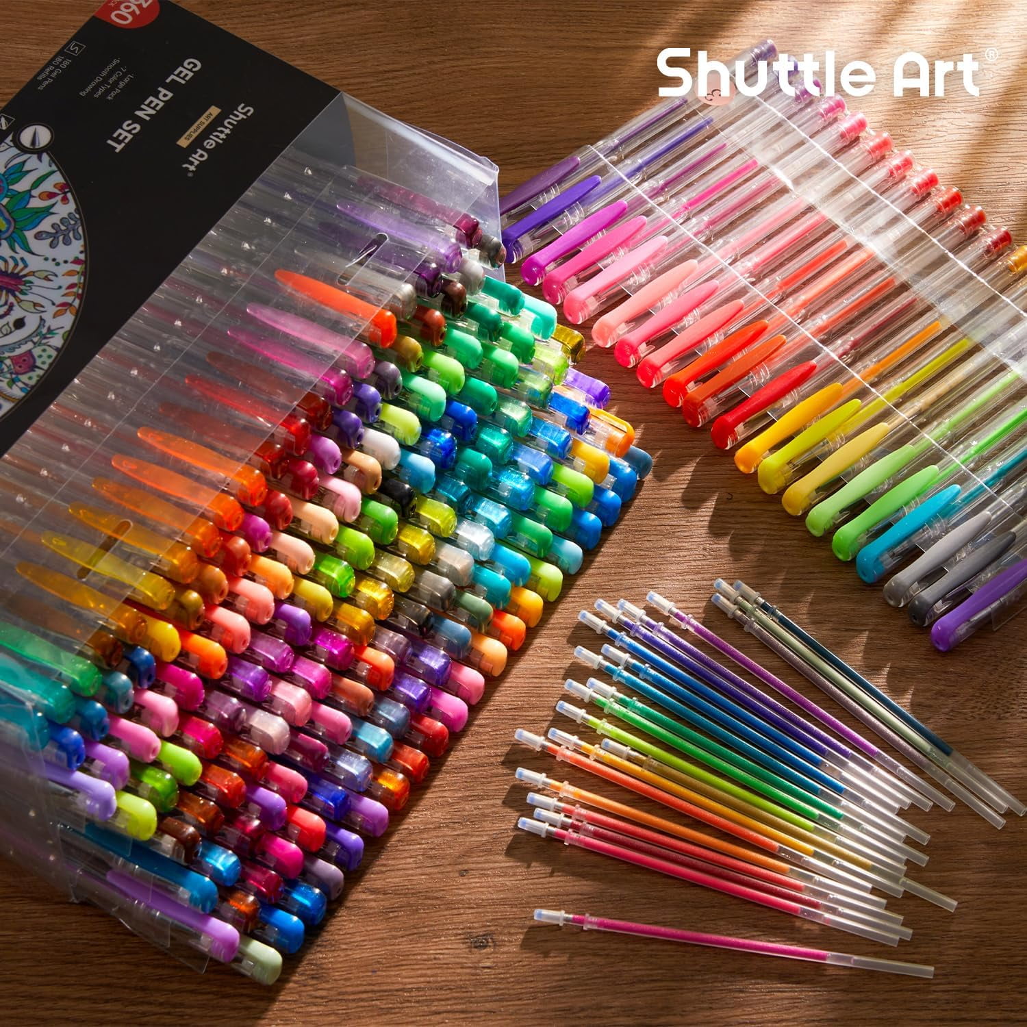 360 Pack Paint Gel Pens Set, Shuttle Art 180 Colors Gel Pen Set Plus 180 Color Refills for Adult Coloring Books Doodling Drawing Art Markers