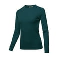 thumbnail image 2 of A2Y Women's Fitted Viscose Crew Neck Long Sleeve Metal Button Detail Sweater Teal L, 2 of 6