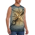 thumbnail image 2 of Fotbe Vintage Compass Men's Camiseta sin Mangas Estampada para Hombres, Playera Casual para Gimnasio, Entrenamiento, Playa-Small, 2 of 7