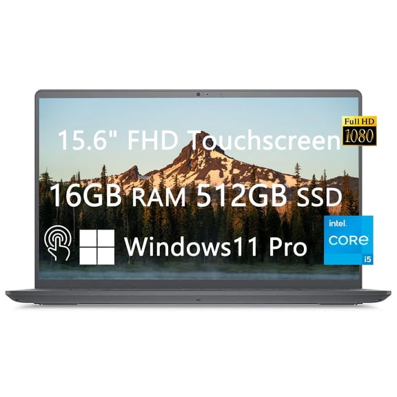 Dell Inspiron 15 3520 Touch Laptop, 15.6 inch FHD, Intel Core i5-1155G7, 16GB RAM, 512GB SSD, Wi-Fi, Bluetooth, HDMI, USB-C, Fast Charge, Lightweight, Windows 11 Pro, School and Business Ready, Black