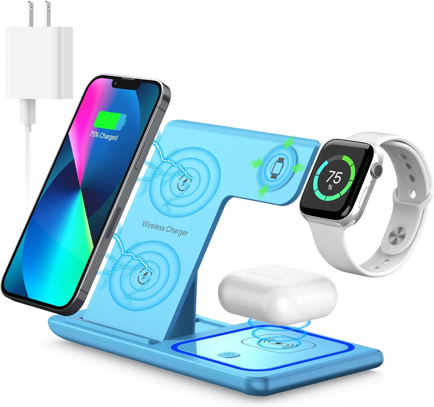 Wireless Charger, 3 in 1 Wireless Charging Station, Fast Wireless Charger Stand for iPhone 14/13/12/11/Pro/Max/XS/XR/X/8/Plus, for Apple Watch 7/6/5/4/3/2/SE, for AirPods 3/2/Pro