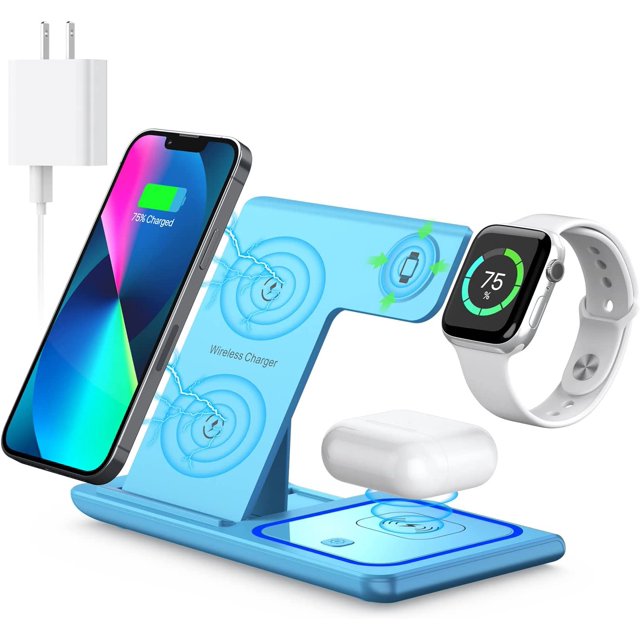 Wireless Charger, 3 in 1 Wireless Charging Station, Fast Wireless Charger Stand for iPhone 14/13/12/11/Pro/Max/XS/XR/X/8/Plus, for Apple Watch 7/6/5/4/3/2/SE, for AirPods 3/2/Pro