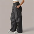 thumbnail image 5 of Gibobby Women's High Waisted Cargo Pants Baggy Y2K Streetwear Stretchy Pants with Pockets Ankle Drawstring(Dark Gray,XXL), 5 of 9