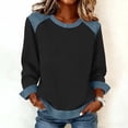 thumbnail image 2 of Sweatshirts for Women Crewneck Long Sleeve Tops Fashion Loose Fit Tops Spring Color Block Pullover 2026 Black 2XL, 2 of 5