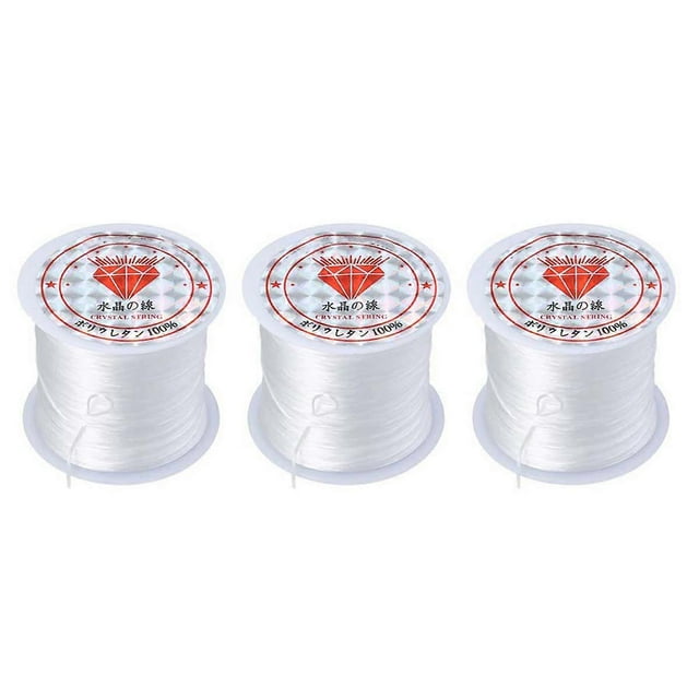 Crystal Thread 3Pcs White Elastic Thread with Ample Length for Craft