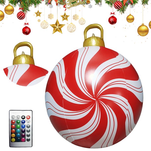 Adornos Navideños Nuevo Bolas Navideñas Inflables Gigantes 24 Pulgadas Con Navideña Remota Ligera