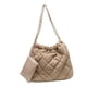 thumbnail image 1 of Bolso de hombro para mujer, bolso de mano de moda con diseño de rombos y celosía para niñas, bolso pequeño tipo tote. Caqui, 1 of 9