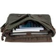 thumbnail image 2 of Vintage Style Waxed Canvas & Leather Laptop Bag for 15.6" Laptop - Rugged Shoulder Messenger Bag, 2 of 4