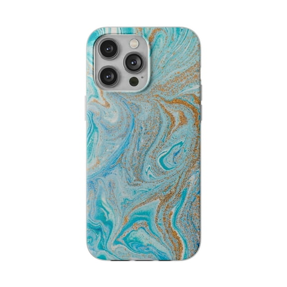 Turquoise Marble Gold Glitter Flexi iPhone Case14-iPhone-iPhone Case