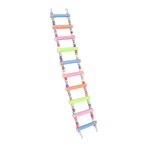 Escalera de madera para pájaros, accesorios de jaula de pájaros para puente de escalada de loros, soporte de madera duradero para loros, juguete para Diez nudos helados Yinane Escalera para pájaros