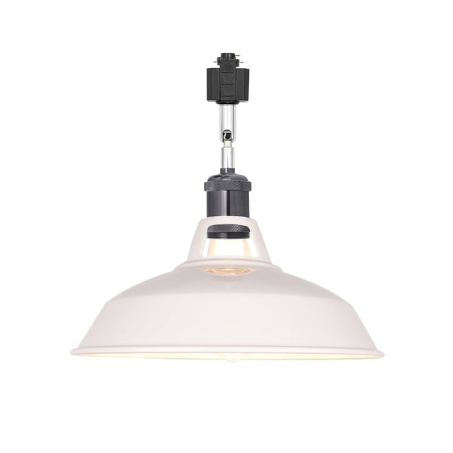 FSLiving H-Type Track Lighting E26 Base Industrial Adjustable Angle Lamp White Metal Shade with Black Pearl Socket Track Light Fixture for Slope Ceiling Gimbal,Bulb and Track Not Included - 1 Light