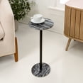 thumbnail image 5 of JONATHAN Y 10" x 22.25" Black Marble and Iron Drink Table, Contemporary Minimalist Round Pedestal Accent Side Table MTB1110B, 5 of 8