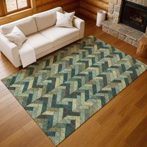 Addison Rugs Chantille Indoor/Outdoor Transitional Geometric Green Machine Washable Rectangle Rug, 5' x 7'6"