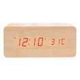 thumbnail image 1 of PENGXAING! Réveil Numérique en Bois avec Fonction de Charge Sans Fil 3 Affichages LED pour Chambre Table de Chevet, 1 of 9