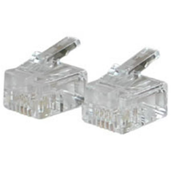 RJ11 6x4 MODULAR PLUG for ROUND SOLID CABLE 50-PK