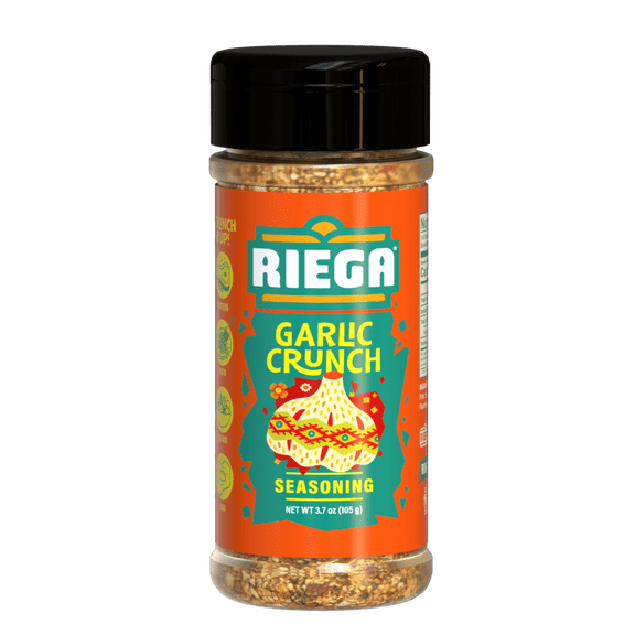 Riega Garlic Crunch Shaker, Large-Cut Garlic Herb Seasoning, 3.7 oz