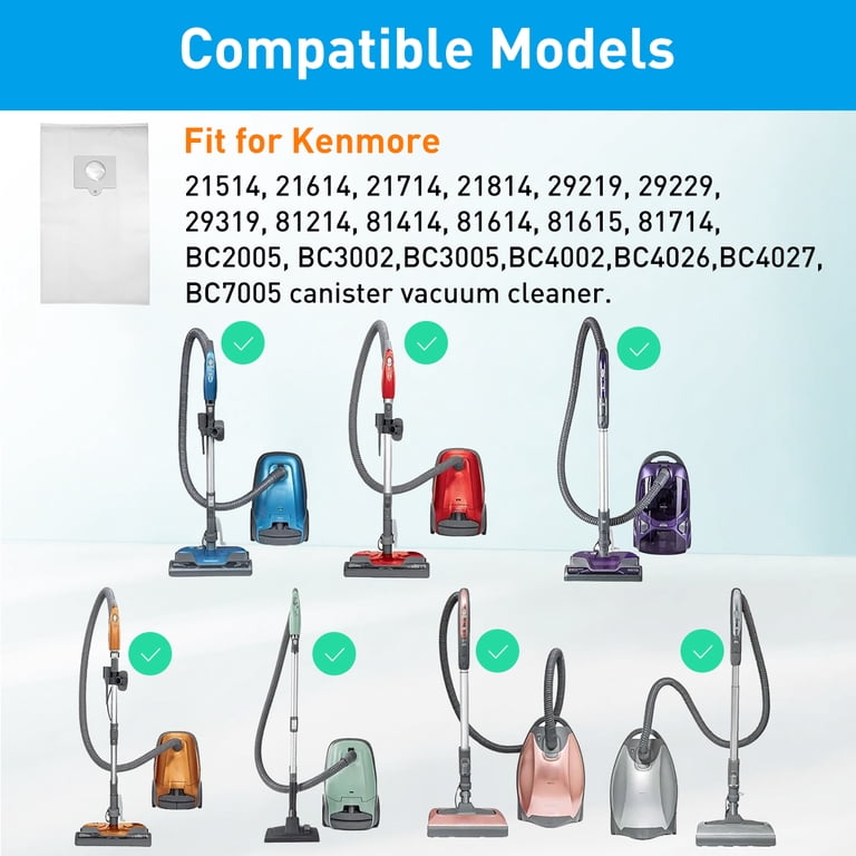 6 Pack 53292 Type Q/C Canister Vacuum Bags Compatible with Kenmore