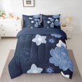 thumbnail image 2 of Manfei Retro Flowers 7pcs Bedding Comforter Set,Vintage Floral Queen Bedding Sets,Modern Aesthetic Artwork Queen Sheet Sets For Men Women,Super Cozy Room Decor Reversible, 2 of 8