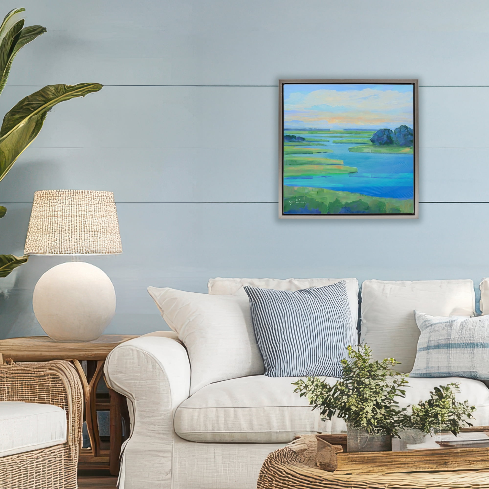 Stupell Industries Scenic Scarborough Marshes Gray Framed Floater Canvas Wall Art, design by Lynn Ericson Fine Art