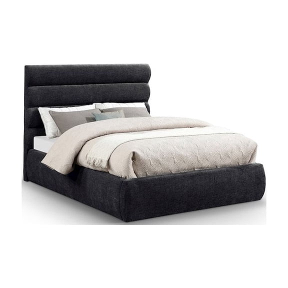 Meridian Furniture Adam Black Chenille Fabric Full Bed