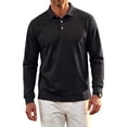 thumbnail image 3 of Hearthz Mens Big and Tall Polo Shirts Black Quick Dry Long Sleeve Work Shirts for Men Moisture Wicking Athletic Workout Mens Golf Polos, 3 of 6