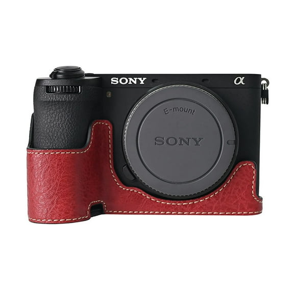 GadgetCom Camera Half Case Compatible with Alpha 6700 A6700 , Anti-Slip PU Leather Shell Protective Cover