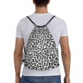 thumbnail image 2 of Drawstring Backpack - white black Leopard fashion Splash Proof Small Drawstring Gym Bag for Women Men, Cinch Sports String Bag Backpack for Travel Swimming Beach, 2 of 8