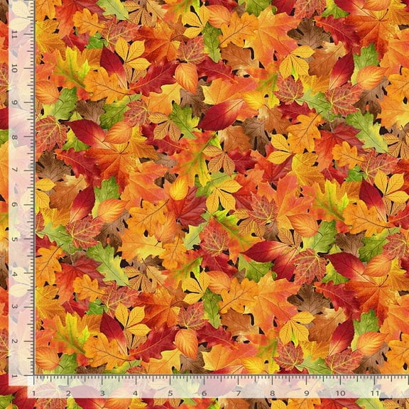 Cotton Gather With A Grateful Heart Autumn Fall Leaves Leaf Seasons Trees Foliage Timeless Treasures Autumn Cotton Fabric Print by the Yard (HARVEST-CD3518-AUTUMN)