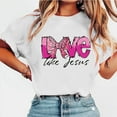 thumbnail image 2 of Fewfanhot Womens Tops Bow Shirts for Women Love Letter Print T-Shirts Casual Pink Ribbon Short Sleeve Tops, 2 of 5
