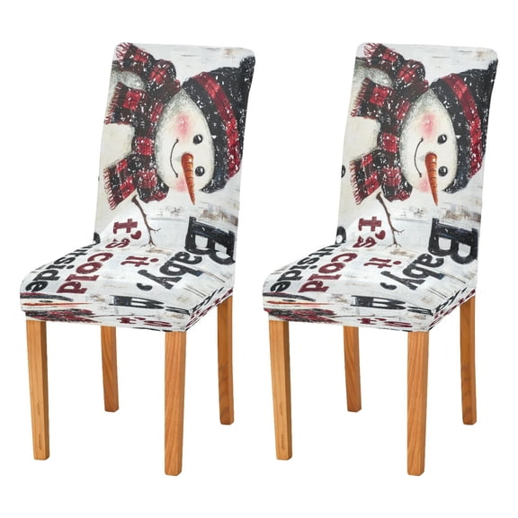 BZSMCE Chairs Slipcovers Dining Chair Covers Snowman with The Words Creative Pattern