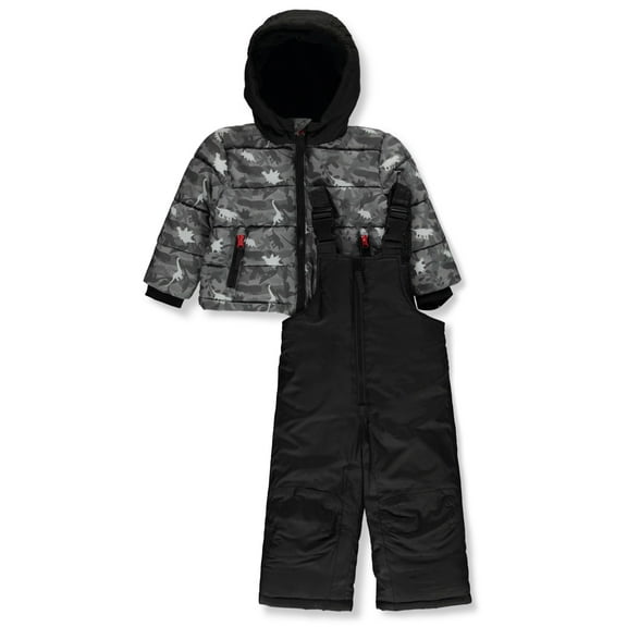 Rothschild Baby Boys' 2-Piece Dinosaur Snowsuit Jacket Set Outfit Color: gray Size: 12 months